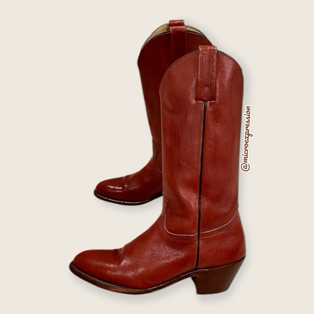1980 Frye Vintage Red Leather Embroidered Heeled Western Fall/Summer Cowboy Boot - Picture 15 of 15